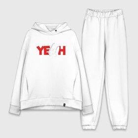 Женский костюм хлопок Oversize с принтом Hey Yeah в городе Новоалтайск,  |  | art | greeting | hand | inscription | text | арт | надпись | приветствие | рука | текст