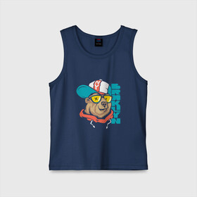 Детская майка хлопок с принтом Brooklyn Bear в городе Новоалтайск,  |  | art | bear | brooklyn | cap | hipster | teddy bear | арт | бруклин | кепка | медведь | мишка | очки | хипстер