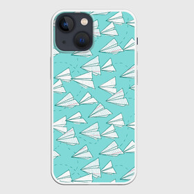 Чехол для iPhone 13 mini с принтом Paper Airlines в городе Новоалтайск,  |  | Тематика изображения на принте: paper airlines | бумажные авиалинии | бумажные самолетики | паттерн | самолеты