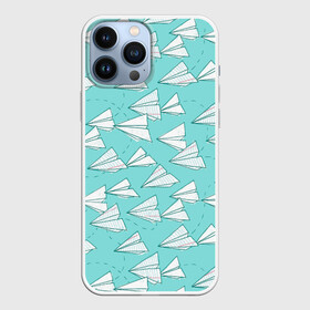 Чехол для iPhone 13 Pro Max с принтом Paper Airlines в городе Новоалтайск,  |  | Тематика изображения на принте: paper airlines | бумажные авиалинии | бумажные самолетики | паттерн | самолеты