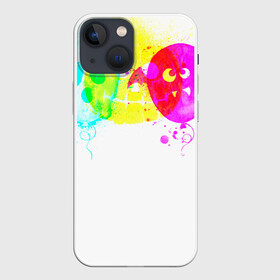 Чехол для iPhone 13 mini с принтом Призраки Хэллоуина (полиэстер) в городе Новоалтайск,  |  | fun | helloween | party | scary | ведьма | вечеринка | день | духи | колдовство | мрачно | оригинальный | подарок | праздник | привидение | пугать | святые | тыква | ужас | хэллоуин | черный | шарик