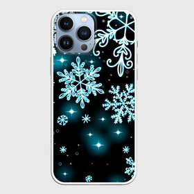 Чехол для iPhone 13 Pro Max с принтом Космические снежинки в городе Новоалтайск,  |  | Тематика изображения на принте: christmas | happy new year | merry christmas | neon | new year | snow | snowflakes | winter | декабрь | звезды | зима | зимний орнамент | зимний узор | зимняя ночь | неоновый | новогодний принт | новогодняя ночь | новый год | ночь | подарок