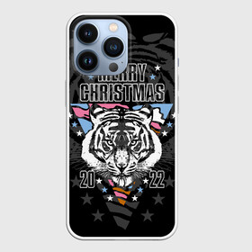 Чехол для iPhone 13 Pro с принтом Merry Christmas 2022 в городе Новоалтайск,  |  | Тематика изображения на принте: 2022 | beast | merry christmas | new year | predator | stars | stern look | white tiger | year of the tiger | белый тигр | год тигра | звезды | зверь | новый год | суровый взгляд | хищник