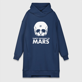 Платье-худи хлопок с принтом 30 Seconds to Mars белый череп в городе Новоалтайск,  |  | 30 seconds to mars | 30 секунд до марса | 30 фстм | 30stm | 30сдм | jared leto | rock band | thirty seconds to mars | альтернативный | гранж | джаред лето | нео | пост | прогрессивный | рок группа | фети секондс ту марс | хард | шеннон