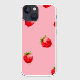 Чехол для iPhone 13 mini с принтом Акварельная клубника в городе Новоалтайск,  |  | горох | земляника | клубника | красиво | красный | круто | лето | листик | мило | неон | неоновая вывеска | орнамент | паттерн | принт | рисунок | флюиды | фрукты | цветной | цветок | цветочнаяполяна