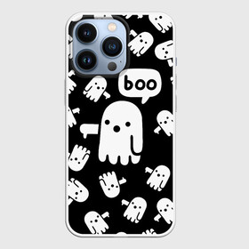 Чехол для iPhone 13 Pro с принтом BOO ПРИВЕДЕНИЕ ХЕЛЛОУИН в городе Новоалтайск,  |  | Тематика изображения на принте: bats | bones | ghost | halloween | pumpkin | skull | кости | летучие мыши | приведение | призрак | скелет | тыква | хеллоуин | хоррор | хэллоуин