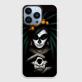 Чехол для iPhone 13 Pro с принтом WOMANSHAMAN в городе Новоалтайск,  |  | Тематика изображения на принте: девушка | маска | цветы | череп | шаман