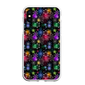 Чехол для iPhone XS Max матовый с принтом Снежинки в разных цветах в городе Новоалтайск, Силикон | Область печати: задняя сторона чехла, без боковых панелей | Тематика изображения на принте: merry christmas | дед мороз | ёлка | зима | мороз | новый год | подарок | праздник | рождество | с новым годом | сантаклаус | снег | снеговик | снегурочка | снежинки | снежные узоры | узоры