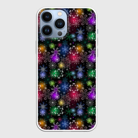 Чехол для iPhone 13 Pro Max с принтом Снежинки в разных цветах в городе Новоалтайск,  |  | Тематика изображения на принте: merry christmas | дед мороз | ёлка | зима | мороз | новый год | подарок | праздник | рождество | с новым годом | сантаклаус | снег | снеговик | снегурочка | снежинки | снежные узоры | узоры