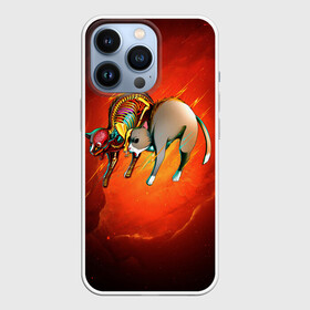 Чехол для iPhone 13 Pro с принтом Cat 50 50 в городе Новоалтайск,  |  | гроза | кис кис | кися | кот | котенок | котики | кошка | мозг | молнии | органы | скелет