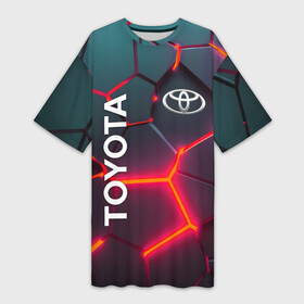 Платье-футболка 3D с принтом TOYOTA 3D NEON  ТОЙОТА 3Д ПЛИТЫ НЕОН в городе Новоалтайск,  |  | auto | sport | toyota | авто | автомобиль | автомобильные | бренд | марка | машины | спорт | тойота