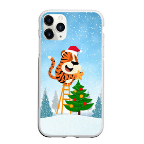 Чехол для iPhone 11 Pro матовый с принтом Тигр украшает новогоднюю елку в городе Новоалтайск, Силикон |  | Тематика изображения на принте: 2022 | год тигра | новый год | новый год 2022 | символ года | тигр | тигренок | тигрица | тигры