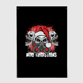Постер с принтом Mary Christmas (черепа) в городе Новоалтайск, 100% бумага
 | бумага, плотность 150 мг. Матовая, но за счет высокого коэффициента гладкости имеет небольшой блеск и дает на свету блики, но в отличии от глянцевой бумаги не покрыта лаком | christmas | merry christmas | santa claus | дед мороз | ёлка | зима | мороз | новый год | подарок | праздник | рождество | с новым годом | санта клаус | снегурочка | снежинки