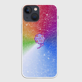 Чехол для iPhone 13 mini с принтом Цветок на фоне АПВ 10.1.31 в городе Новоалтайск,  |  | qr код | амулет | антивирус | антидепрессант | антистресс | баббл | всенормализол | выноска | градиент | желтый | зеленый | иммуномодулятор | коллаж | красный | оберег | облачко с текстом | оранжевый
