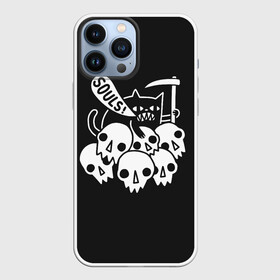 Чехол для iPhone 13 Pro Max с принтом Кот   Жнец в городе Новоалтайск,  |  | Тематика изображения на принте: apocalypse | cat | death | halloween | mountain | reaper | rider | skull | soul | апокалипсиса | белое | всадник | гора | душа | жнец | кот | кошка | хэллоуин | череп | черепа | черное