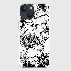 Чехол для iPhone 13 mini с принтом Эффект линогравюры в городе Новоалтайск,  |  | Тематика изображения на принте: abstract | black and white | minimalism | urban | urban camouflage | абстрактный узор | белая краска | белое на черном | белый и черный | белый узор | брызги краски | камуфляж | краска | минимализм | монохромный | орнамент