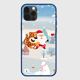 Чехол для iPhone 12 Pro Max с принтом Санта и тигр делают сэлфи в городе Новоалтайск, Силикон |  | 2022 | год тигра | новый год | новый год 2022 | символ года | тигр | тигренок | тигрица | тигры