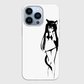 Чехол для iPhone 13 Pro с принтом чб Неко в лифчике в городе Новоалтайск,  |  | 2d | 2д | anime | neko | аниме | минимализм | неко