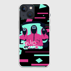 Чехол для iPhone 13 mini с принтом Игра в кальмара | (Squid Game), в городе Новоалтайск,  |  | Тематика изображения на принте: 001 | 067 | 199 | 456 | squid game | злодей | игра | кальмары | люди в масках | на выживания | отряд стражей | сериал | теги игра в кальмара