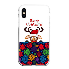Чехол для iPhone XS Max матовый с принтом Merry Christmas (оленёнок) в городе Новоалтайск, Силикон | Область печати: задняя сторона чехла, без боковых панелей | christmas | merry christmas | santa claus | дед мороз | ёлка | новогодние олени | новый год | оленёнок бэмби | оленёнок рудольф | орнамент | с новым годом | сантаклаус | свитер с оленями | снегурочка | снежинки | узоры