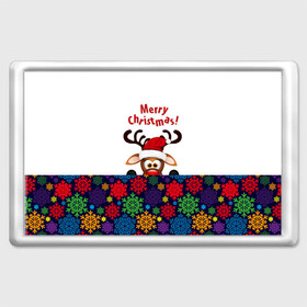Магнит 45*70 с принтом Merry Christmas (оленёнок) в городе Новоалтайск, Пластик | Размер: 78*52 мм; Размер печати: 70*45 | christmas | merry christmas | santa claus | дед мороз | ёлка | новогодние олени | новый год | оленёнок бэмби | оленёнок рудольф | орнамент | с новым годом | сантаклаус | свитер с оленями | снегурочка | снежинки | узоры