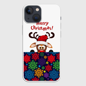 Чехол для iPhone 13 mini с принтом Merry Christmas (оленёнок) в городе Новоалтайск,  |  | christmas | merry christmas | santa claus | дед мороз | ёлка | новогодние олени | новый год | оленёнок бэмби | оленёнок рудольф | орнамент | с новым годом | сантаклаус | свитер с оленями | снегурочка | снежинки | узоры