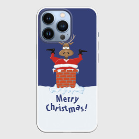 Чехол для iPhone 13 Pro с принтом Санта в трубе с Оленем в городе Новоалтайск,  |  | christmas | merry christmas | santa claus | дед мороз | ёлка | новогодние олени | новый год | оленёнок бэмби | оленёнок рудольф | орнамент | с новым годом | сантаклаус | свитер с оленями | снегурочка | снежинки | узоры
