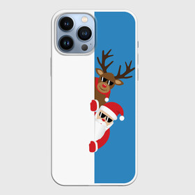 Чехол для iPhone 13 Pro Max с принтом Крутые Санта и Олень в городе Новоалтайск,  |  | christmas | merry christmas | santa claus | в очках | дед мороз | ёлка | новогодние олени | новый год | оленёнок бэмби | оленёнок рудольф | с новым годом | сантаклаус | свитер с оленями | северный олень | снегурочка