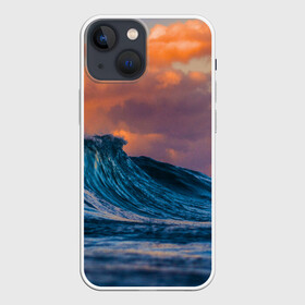 Чехол для iPhone 13 mini с принтом Закат над волной в городе Новоалтайск,  |  | волна | закат | море | небо | облака