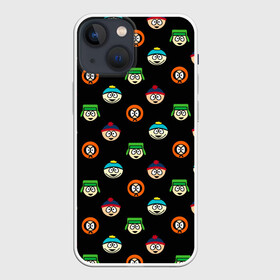 Чехол для iPhone 13 mini с принтом Южный парк, паттерн в городе Новоалтайск,  |  | park | south | south park | брофловски | герои | кайл | картман | кени | марж | они убили кени | парк | персонажи | ренди | рэнди | сволочи | стен | стэнн | южный | южный парк