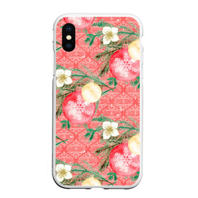Чехол для iPhone XS Max матовый с принтом Новогодние красные шары в городе Новоалтайск, Силикон | Область печати: задняя сторона чехла, без боковых панелей | Тематика изображения на принте: 2022 | год тигра | новый год | новый год 2022 | символ года | тигр | тигренок | тигрица | тигры
