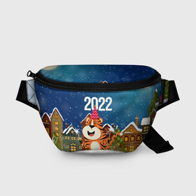 Поясная сумка 3D с принтом Тигр   новый год 2022 в городе Новоалтайск, 100% полиэстер | плотная ткань, ремень с регулируемой длиной, внутри несколько карманов для мелочей, основное отделение и карман с обратной стороны сумки застегиваются на молнию | 2022 | год тигра | новый год | новый год 2022 | символ года | тигр | тигренок | тигрица | тигры
