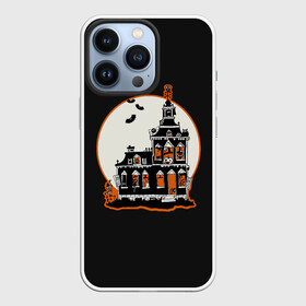 Чехол для iPhone 13 Pro с принтом Gloomy Castle в городе Новоалтайск,  |  | Тематика изображения на принте: bat | castle | cat | dark | gloomy | halloween | jack | lamp | moon | night | pumpkin | skeleton | spider | sunset | tailcoat | web | джек | джека | замок | кот | летучая | луна | мрачный | мышь | ночь | паук | паутина | свет | светильник |