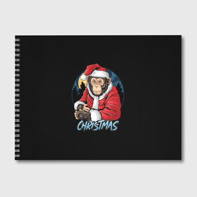 Альбом для рисования с принтом CHRISTMAS (обезьяна) в городе Новоалтайск, 100% бумага
 | матовая бумага, плотность 200 мг. | chimpanzee | christmas | gorilla | merry christmas | monkey | santa claus | бигфут | гамадрил | гиббон | год обе | горилла | дед мороз | ёлка | животное | зверь | мартышка | новый год | обезьяна | орангутан | подарок | праздник