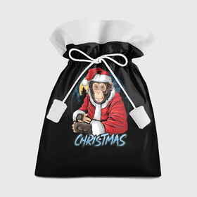 Подарочный 3D мешок с принтом CHRISTMAS (обезьяна) в городе Новоалтайск, 100% полиэстер | Размер: 29*39 см | chimpanzee | christmas | gorilla | merry christmas | monkey | santa claus | бигфут | гамадрил | гиббон | год обе | горилла | дед мороз | ёлка | животное | зверь | мартышка | новый год | обезьяна | орангутан | подарок | праздник