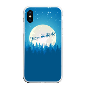 Чехол для iPhone XS Max матовый с принтом Санта с Оленями в городе Новоалтайск, Силикон | Область печати: задняя сторона чехла, без боковых панелей | christmas | merry christmas | santa claus | дед мороз | ёлка | зима | луна | мороз | новогодние олени | новый год | оленёнок рудольф | подарок | праздник | рождество | с новым годом | сани | санта клаус | свитер с оленями