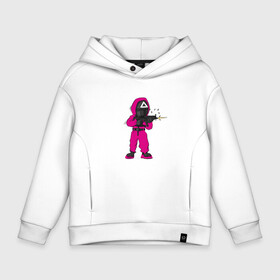 Детское худи Oversize хлопок с принтом ИГРА В КАЛЬМАРА   SQUID GAME в городе Новоалтайск, френч-терри — 70% хлопок, 30% полиэстер. Мягкий теплый начес внутри —100% хлопок | боковые карманы, эластичные манжеты и нижняя кромка, капюшон на магнитной кнопке | 001 | 067 | 199 | 456 | squid game | злодей | игра | игра в кальмара | кальмары | люди в масках | на выживания | отряд стражей | сериал