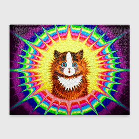 Обложка для студенческого билета с принтом Psychedelic Rainbow Cat в городе Новоалтайск, натуральная кожа | Размер: 11*8 см; Печать на всей внешней стороне | benedict cumberbatch | louis wain | louis wains cats | psychedelic rainbow cat | the electrical life | антропоморфный | бенедикт камбербэтч | известный художник | кошачьи миры луиса уэйна | луис вэйн | луис уэйн | радуга | радужный кот
