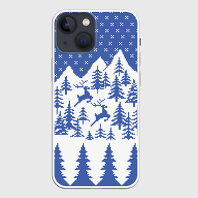 Чехол для iPhone 13 mini с принтом Горные Олени в городе Новоалтайск,  |  | merry christmas | алатырь | бабушкин свитер | вышиванка | горы | ёлка | зверь | зима | косули | лось | новый год | обережная вышивка | олень | орнамент | подарок | рождество | русская рубашка | свитер