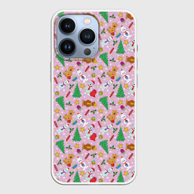 Чехол для iPhone 13 Pro с принтом Новогодние Зверюшки в городе Новоалтайск,  |  | christmas | merry christmas | santa claus | дед мороз | ёлка | елочные шары | зайчик | игрушки | медвежонок | новый год | подарок | праздник | рождество | с новым годом | сантаклаус | снежинки | украшения