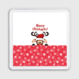 Магнит 55*55 с принтом Оленёнок (Merry Christmas) в городе Новоалтайск, Пластик | Размер: 65*65 мм; Размер печати: 55*55 мм | merry christmas | santa claus | дед мороз | ёлка | зверь | зима | лось | мороз | новогодние олени | новый год | оленёнок бэмби | оленёнок рудольф | олень | подарок | празд | рождество | с новым годом | сантаклаус