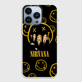 Чехол для iPhone 13 Pro с принтом Арт на группу Nirvana в городе Новоалтайск,  |  | Тематика изображения на принте: kurt cobain | nevermino | nirvana | альтернативный | гранж | грол | дональд | курт кобейн | музыка | надпись | нервана | нирвана | новоселич | певец | рок группа | смайл | смайлик | солист