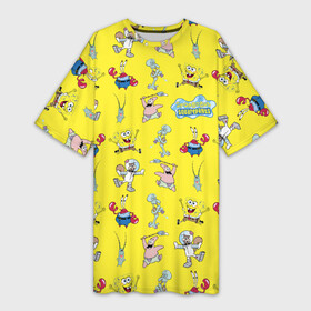 Платье-футболка 3D с принтом SpongeBob pattern в городе Новоалтайск,  |  | sponge bob | spongebob | губка боб | квадратные штаны | мистер крабс | патрик | сквидвард | сквэр пэнтс | спанч боб | сэнди чикс | шелдон планктон