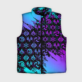 Женский жилет утепленный 3D с принтом GENSHIN NEON PATTERN SYMBOL   НЕОН ЭМБЛЕМЫ в городе Новоалтайск,  |  | amber | anime | genshin impact | girl | jean | lisa | paimon | xiao | zelda | анемо | аниме | геншен импакт | геншин импакт | геншин эмпакт | геншинимпакт | девушка | игры | кли | лиза | паймон | пеймон | персонажи | сяо | тян