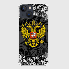 Чехол для iPhone 13 mini с принтом Российская Федерация в городе Новоалтайск,  |  | background | football | hockey | patterns | russia | russian federation | russian national team | sports | texture | герб | двуглавый орел | паттерн | российская федерация | россия | рф | сборная россии | спорт | текстура | узоры | фон | футбол | хоккей