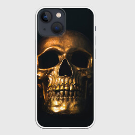 Чехол для iPhone 13 mini с принтом Gold Skull в городе Новоалтайск,  |  | Тематика изображения на принте: gold skull | skull | золотой череп | череп | череп на черном фоне