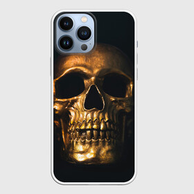 Чехол для iPhone 13 Pro Max с принтом Gold Skull в городе Новоалтайск,  |  | Тематика изображения на принте: gold skull | skull | золотой череп | череп | череп на черном фоне
