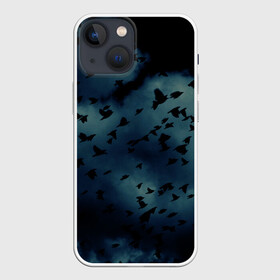 Чехол для iPhone 13 mini с принтом Flock of birds в городе Новоалтайск,  |  | bird | flock of birds | halloween | мрачное небо | птицы | стая птиц