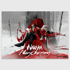Поздравительная открытка с принтом Naraka Merry Christmass в городе Новоалтайск, 100% бумага | плотность бумаги 280 г/м2, матовая, на обратной стороне линовка и место для марки
 | battle royal | game | games | naraka bladepoint | блэйд поинт | игра | игры | королевская битва | нарака блэйдпоинт