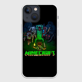 Чехол для iPhone 13 mini с принтом Стив против монстров | Майнкрафт в городе Новоалтайск,  |  | craft | creep | creeper | keeper | mine | minecraft | steve | бесшумный мобкамикадзе | блоки | добывать | зелёное четырёхногое существо | зелёный | компьютерная игра | крафт | крипер | кубики | майн | майнкрафт | манкрафт